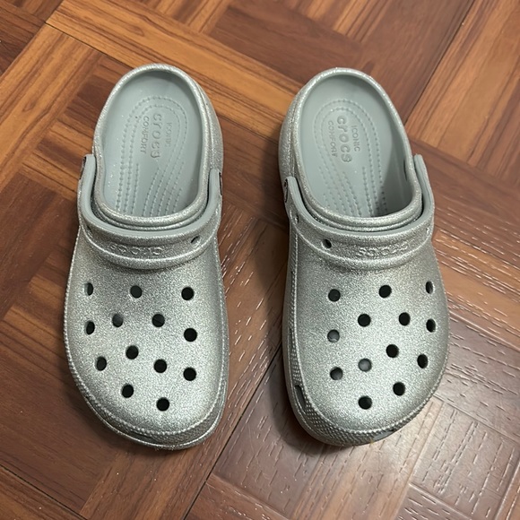 CROCS Shoes Silver Glitter Crocs Women Size 8 Poshmark